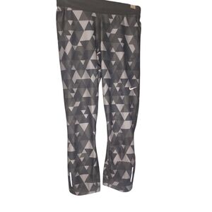 Women's Nike Dri Fit Triangular Patterned Leggings - Black and Gray Size Small